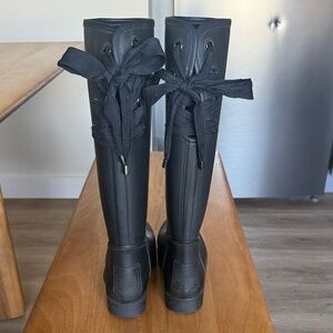 Coach Tristee Matte Black Rubber Logo Rain Boots